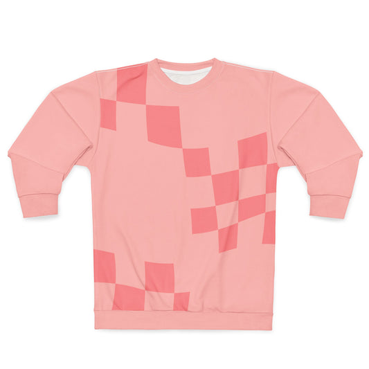 Unisex Checked Pink Sweatshirt — All-Over Print