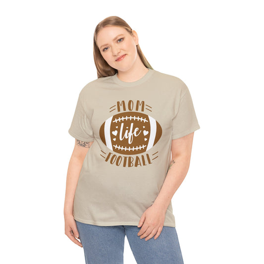 Womens Heavy Cotton T-Shirt - Mom Life Football (Express Delivery Available for USA Customers)