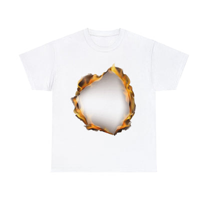 Unisex Heavy Cotton T-Shirt - Burnt Flame Hole (Express Delivery Available for USA Customers)