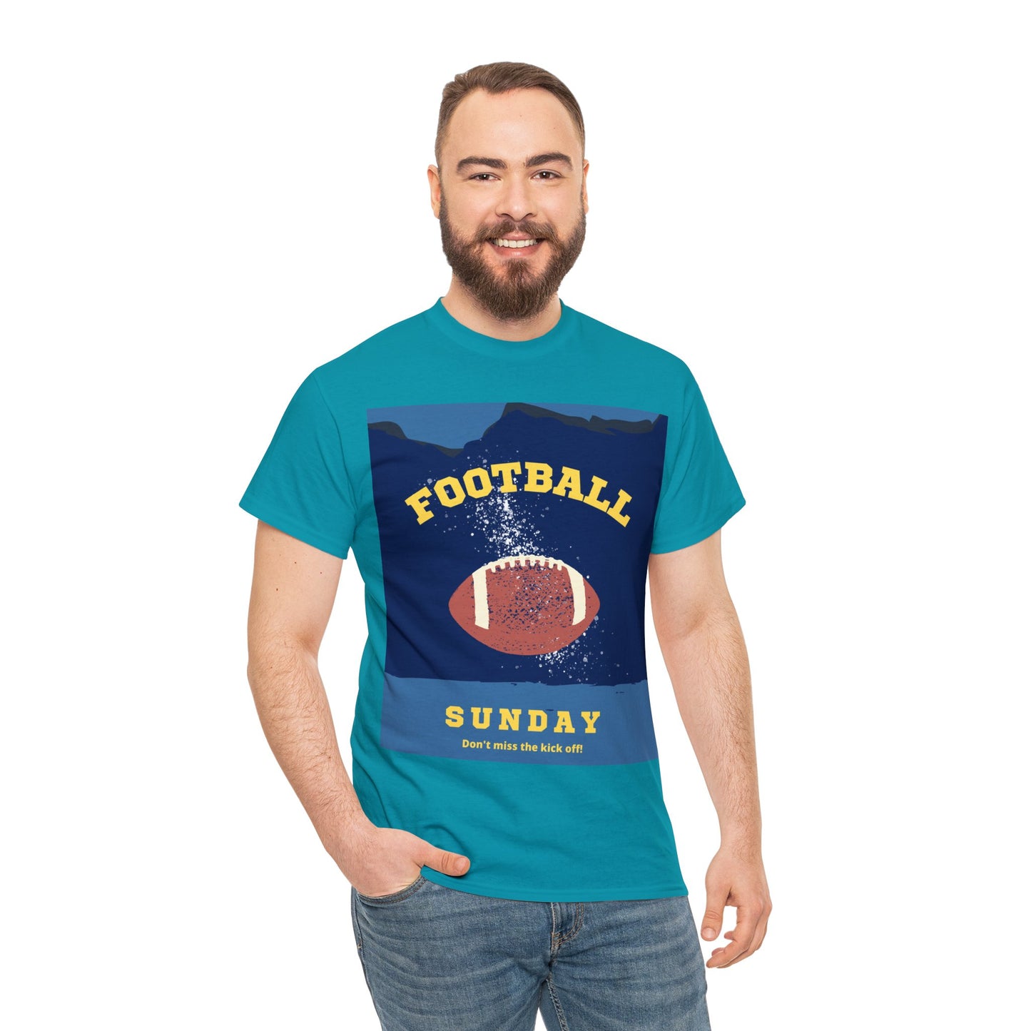 Unisex Heavy Cotton T-Shirt - Don't Miss the Kickoff Football Sunday (Express Delivery Available for USA Customers)