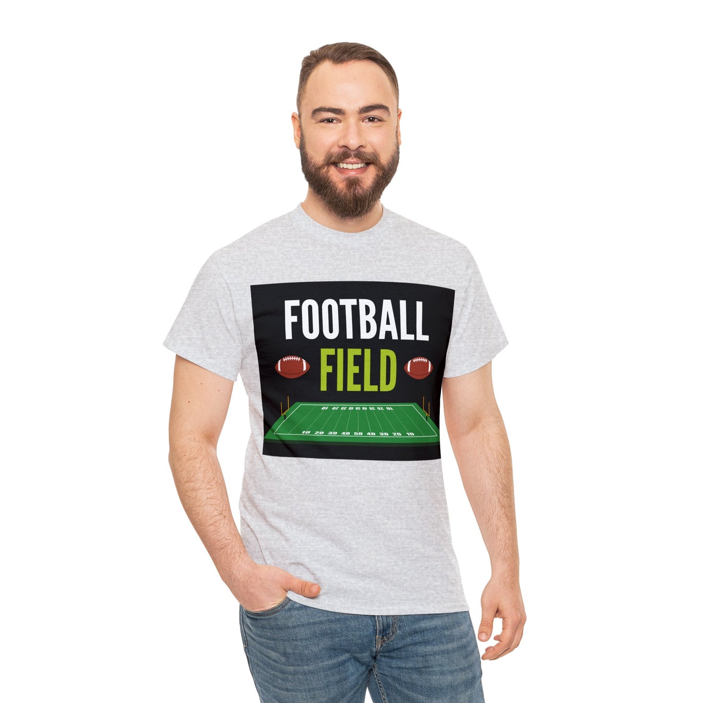 Unisex Heavy Cotton T-Shirt - American Football Field (Express Delivery Available for USA Customers)