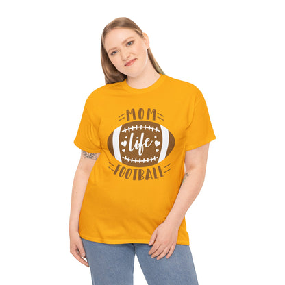 Womens Heavy Cotton T-Shirt - Mom Life Football (Express Delivery Available for USA Customers)