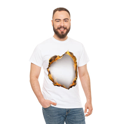 Unisex Heavy Cotton T-Shirt - Burnt Flame Hole (Express Delivery Available for USA Customers)