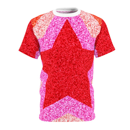 Unisex Cut & Sew Tee - Pink Star Glitter Glam (AOP)