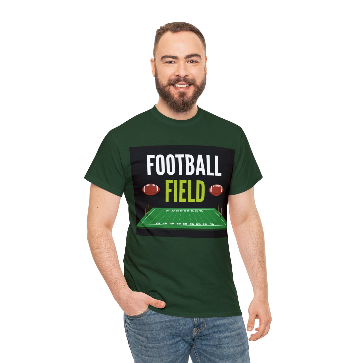 Unisex Heavy Cotton T-Shirt - American Football Field (Express Delivery Available for USA Customers)