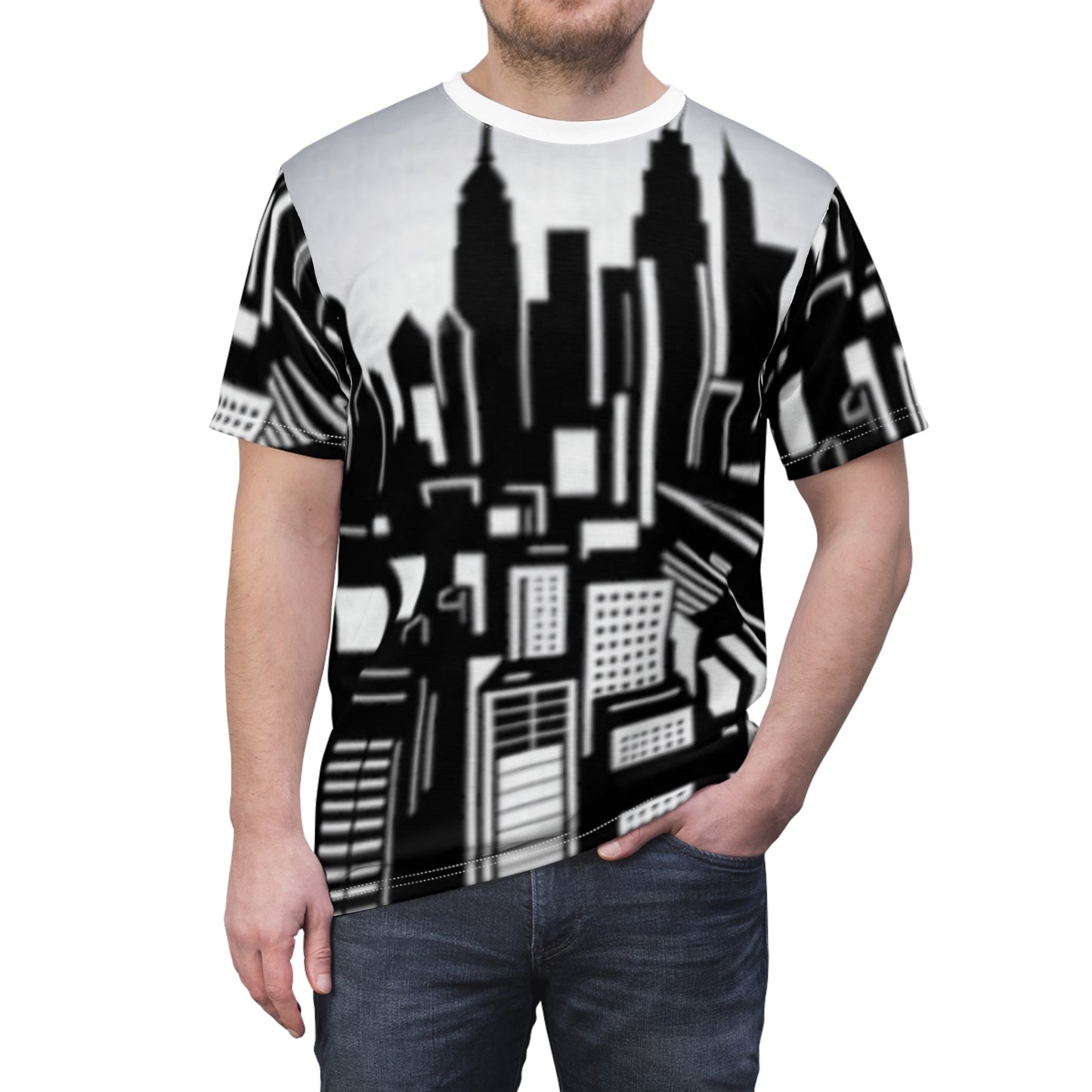 Unisex Cut & Sew Tee - USA Big City (AOP)