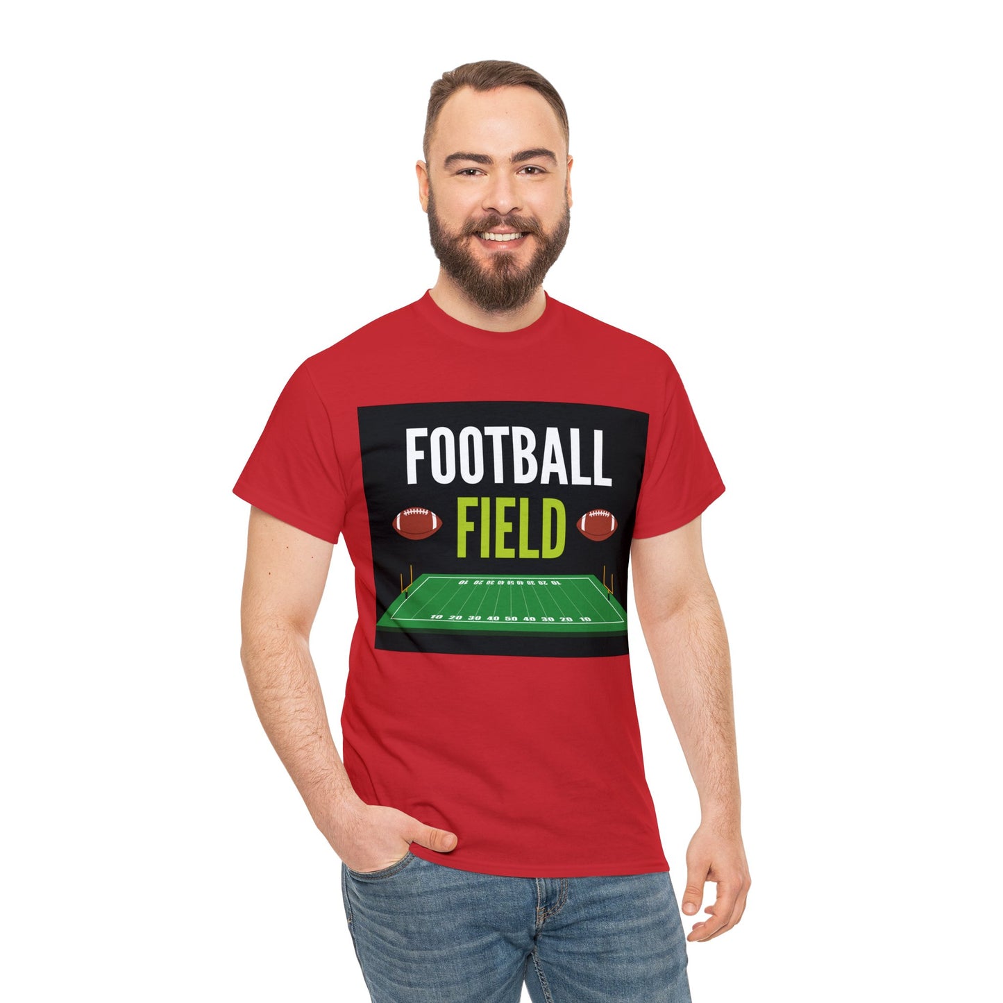 Unisex Heavy Cotton T-Shirt - American Football Field (Express Delivery Available for USA Customers)