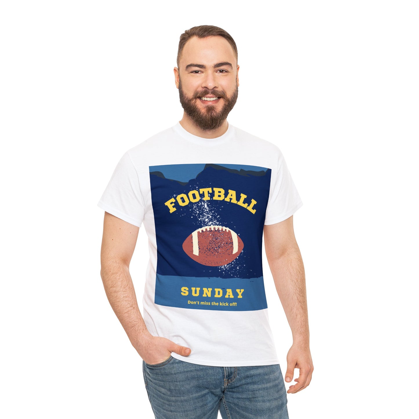 Unisex Heavy Cotton T-Shirt - Don't Miss the Kickoff Football Sunday (Express Delivery Available for USA Customers)