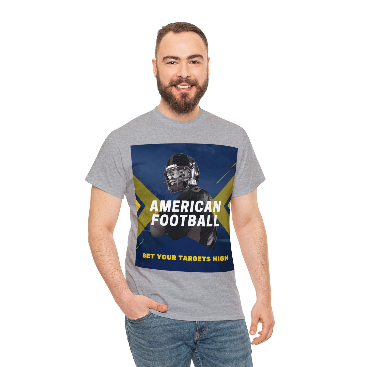 Unisex Heavy Cotton T-Shirt - American Football Set Your Targets High (Express Delivery Available for USA Customers)