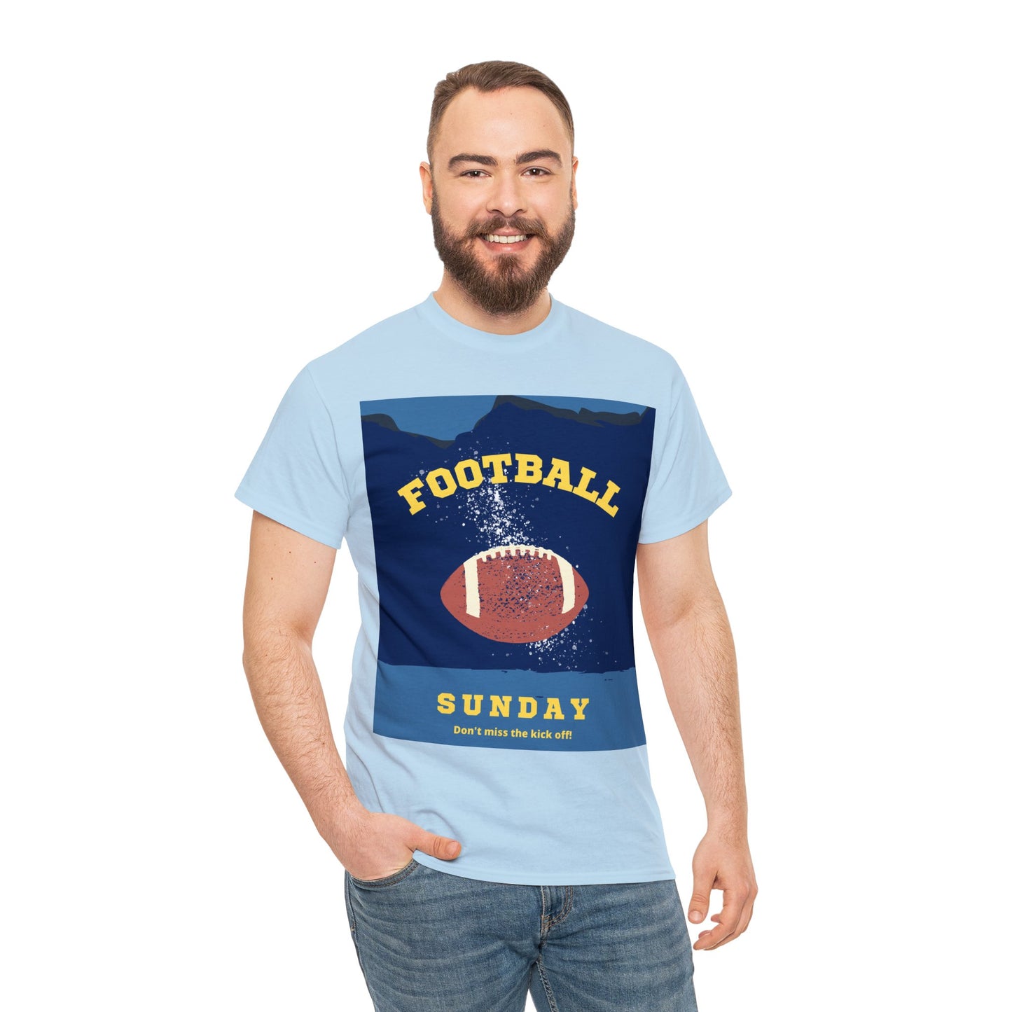 Unisex Heavy Cotton T-Shirt - Don't Miss the Kickoff Football Sunday (Express Delivery Available for USA Customers)