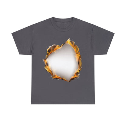 Unisex Heavy Cotton T-Shirt - Burnt Flame Hole (Express Delivery Available for USA Customers)