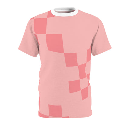 Unisex Cut & Sew Tee - Checked Pink (AOP)