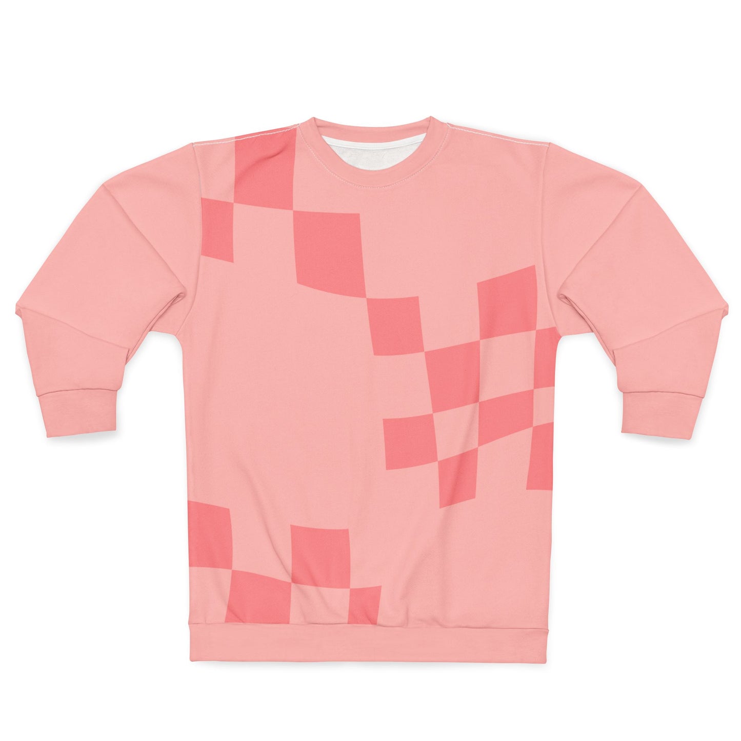 Unisex Checked Pink Sweatshirt — All-Over Print