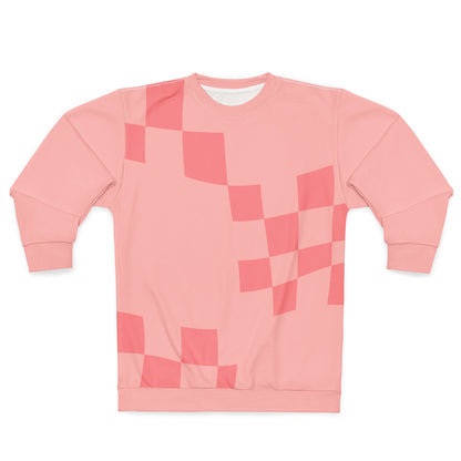 Unisex Checked Pink Sweatshirt — All-Over Print
