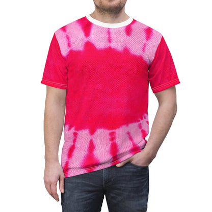 Unisex Cut & Sew Tee - Stylish Tie Dye Pink and Rose (AOP)