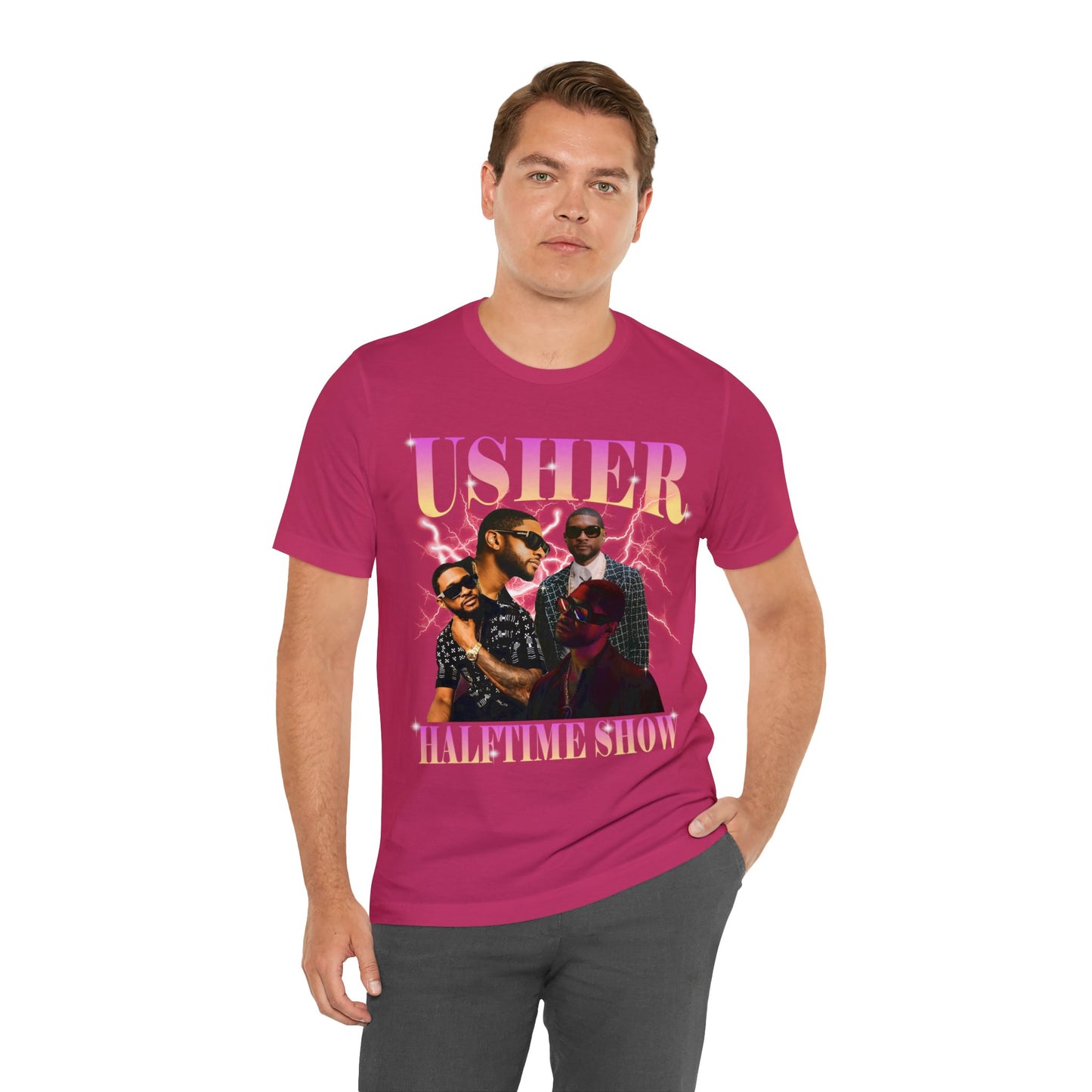 Usher Half Time Show 2024 Graphics Unisex T-Shirt (Express Delivery Available for USA Customers)