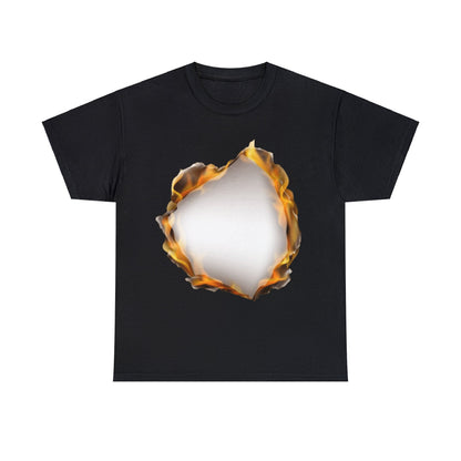 Unisex Heavy Cotton T-Shirt - Burnt Flame Hole (Express Delivery Available for USA Customers)