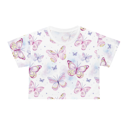 Women's Rose Butterflies Crop Tops T-Shirt (All Over Print)