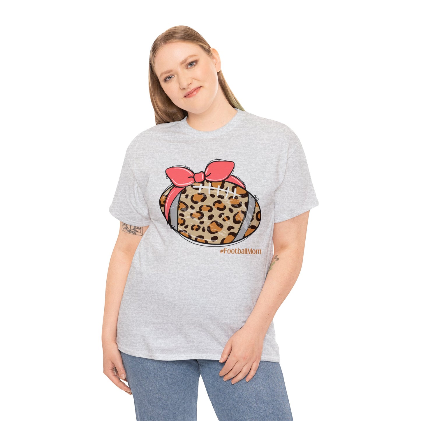 Womens Heavy Cotton T-Shirt - Hashtag Football Mom (Express Delivery Available for USA Customers)