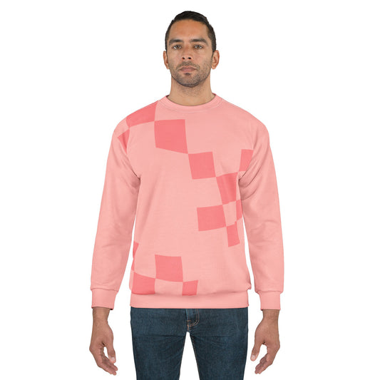 Unisex Checked Pink Sweatshirt — All-Over Print