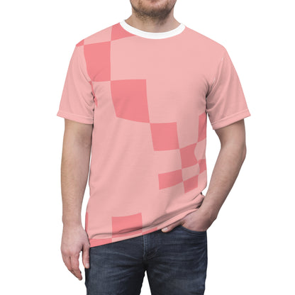 Unisex Cut & Sew Tee - Checked Pink (AOP)