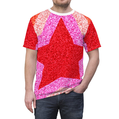 Unisex Cut & Sew Tee - Pink Star Glitter Glam (AOP)