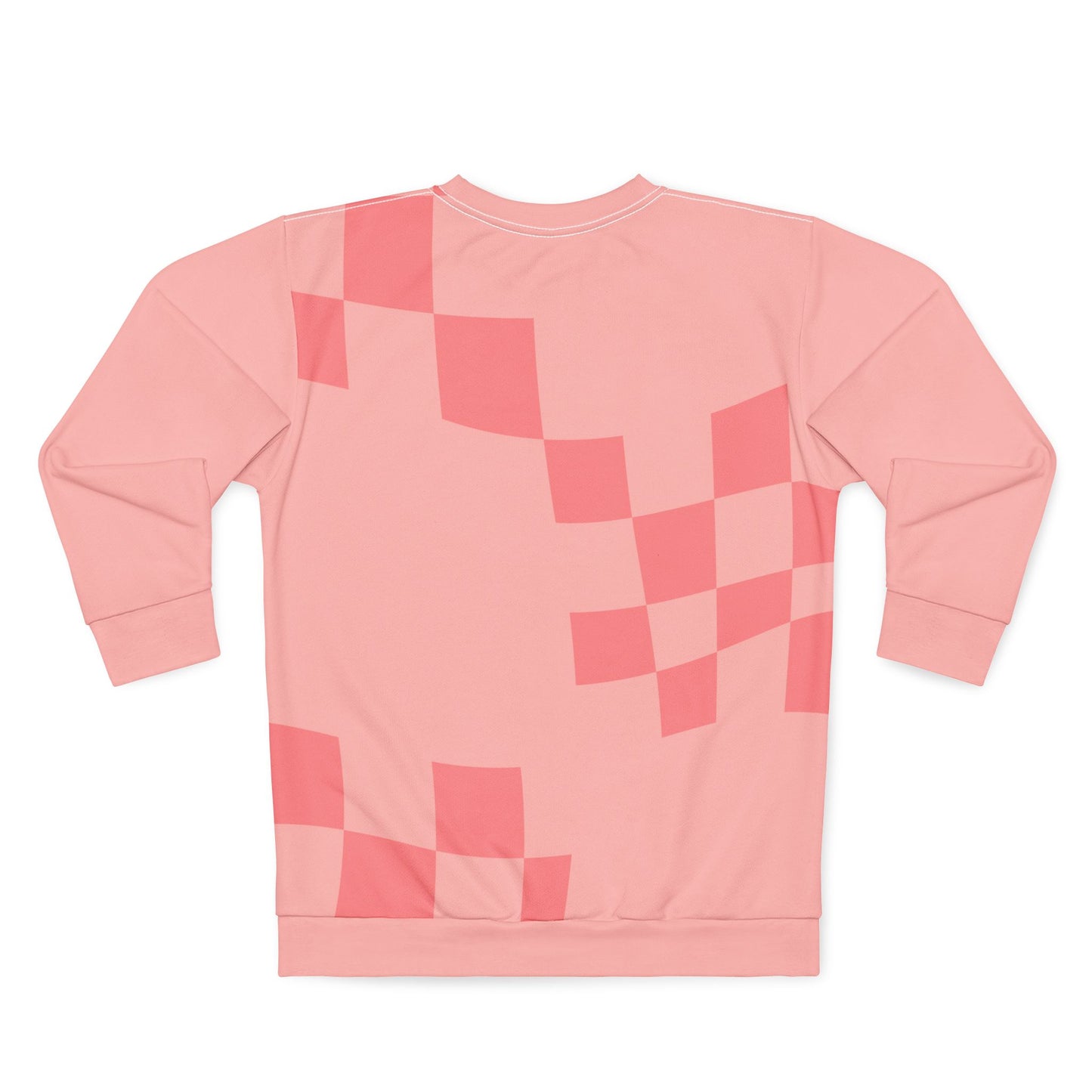 Unisex Checked Pink Sweatshirt — All-Over Print