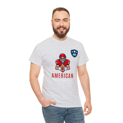 Unisex Heavy Cotton T-Shirt - American Football With Stars Badge (Express Delivery Available for USA Customers)