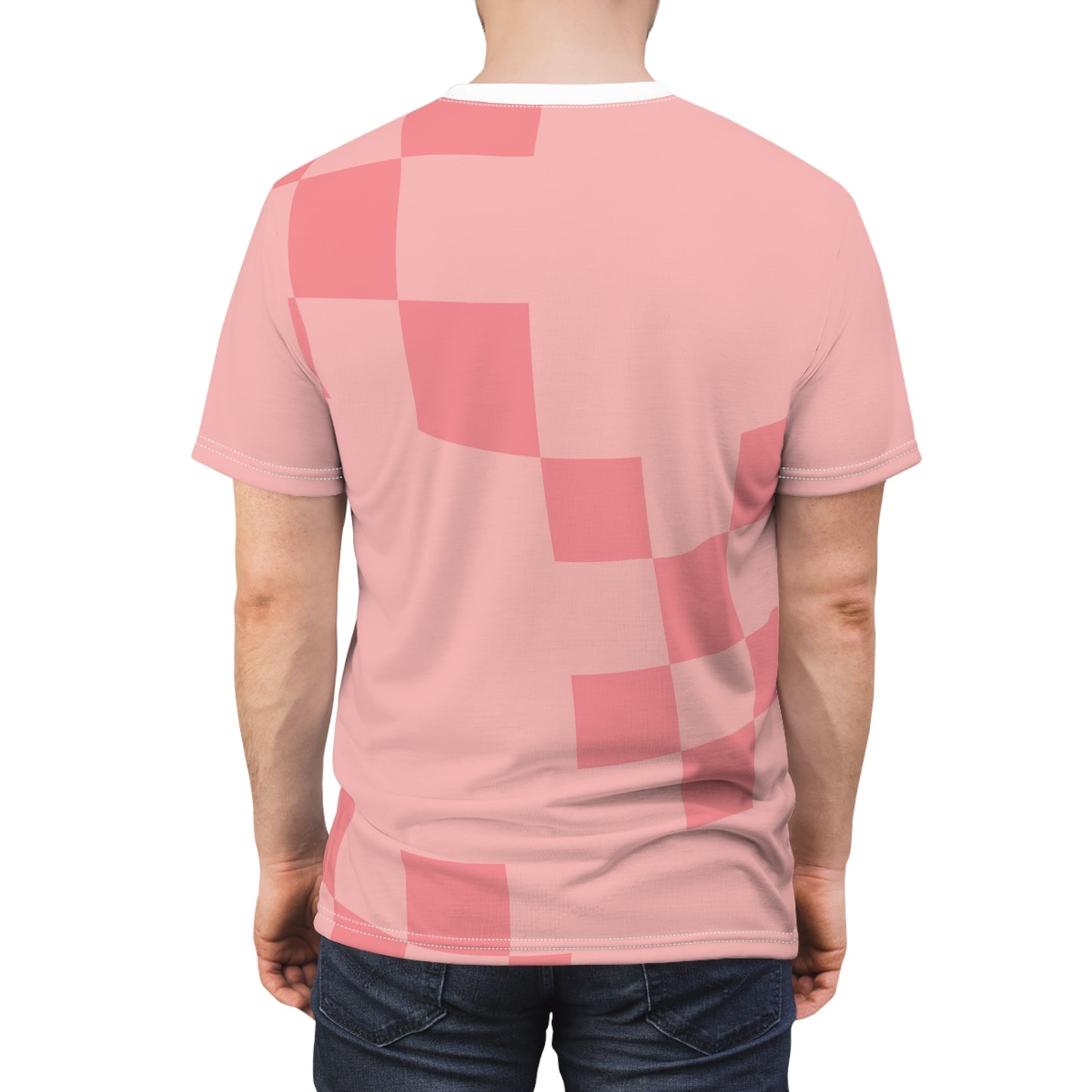 Unisex Cut & Sew Tee - Checked Pink (AOP)