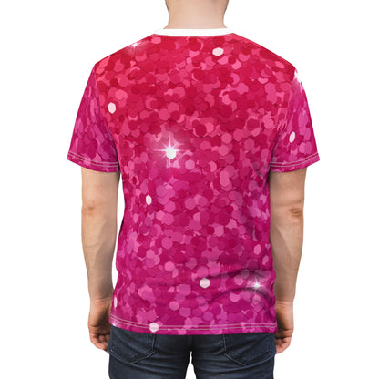 Unisex Cut & Sew Tee - Pink Red Blazzing Glitter (AOP)