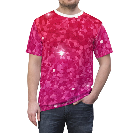 Unisex Cut & Sew Tee - Pink Red Blazzing Glitter (AOP)