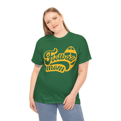 Womens Heavy Cotton T-Shirt - Football Mom Relaxed Vibes (Express Delivery Available for USA Customers)