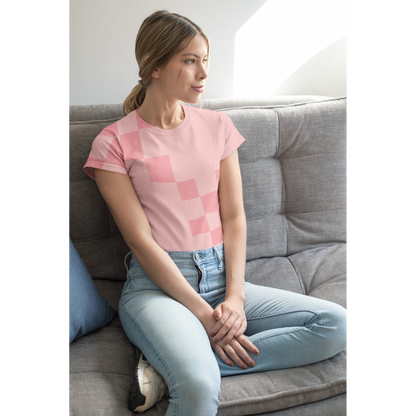 Unisex Cut & Sew Tee - Checked Pink (AOP)